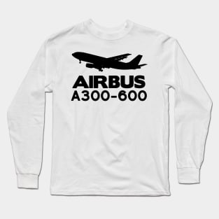 Airbus A300-600 Silhouette Print (Black) Long Sleeve T-Shirt